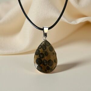 ⭐️ 5 for $25 Natural Stone Water Droplet Pendant Necklace on a Black Cord